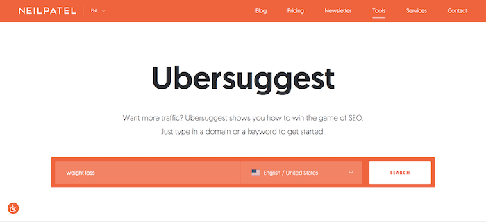 ابزار Ubersuggest برای تحقیق کلمات کلیدی